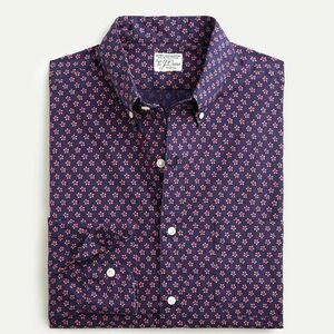 J. Crew Organic Cotton Slim Untucked Stretch Secret Wash Sleeved Floral Shirt